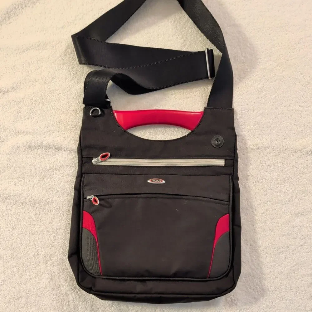 Tumi Ducati Messenger Bag Crossbody Collab Shoulder Strap Gray Red VTG RARE VGUC
